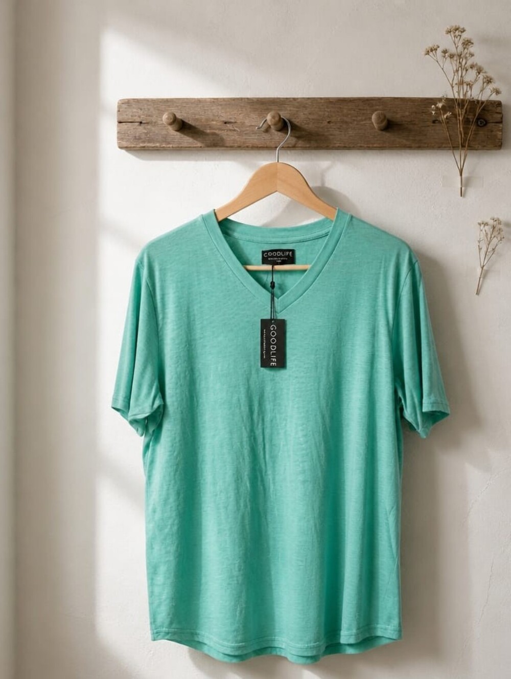 GoodLife Men's V-Neck Tee in Mint Green